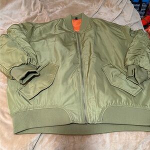 Hunter & Brown Olive Green Bomber Military Jacket XL